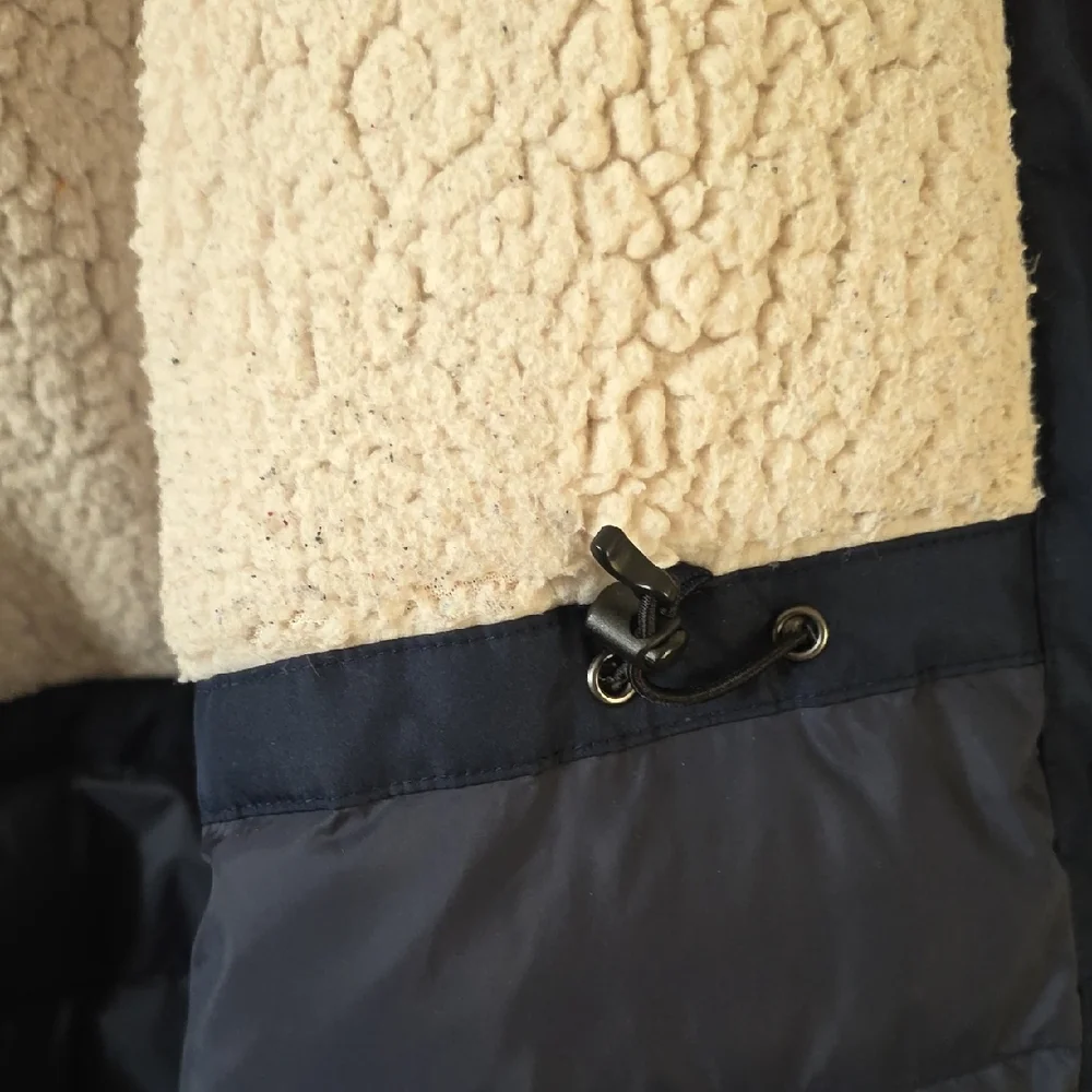 Lands' End - Unisex's Kids Large, Expedition Down Parka Navy Blue Hooded Sherpa